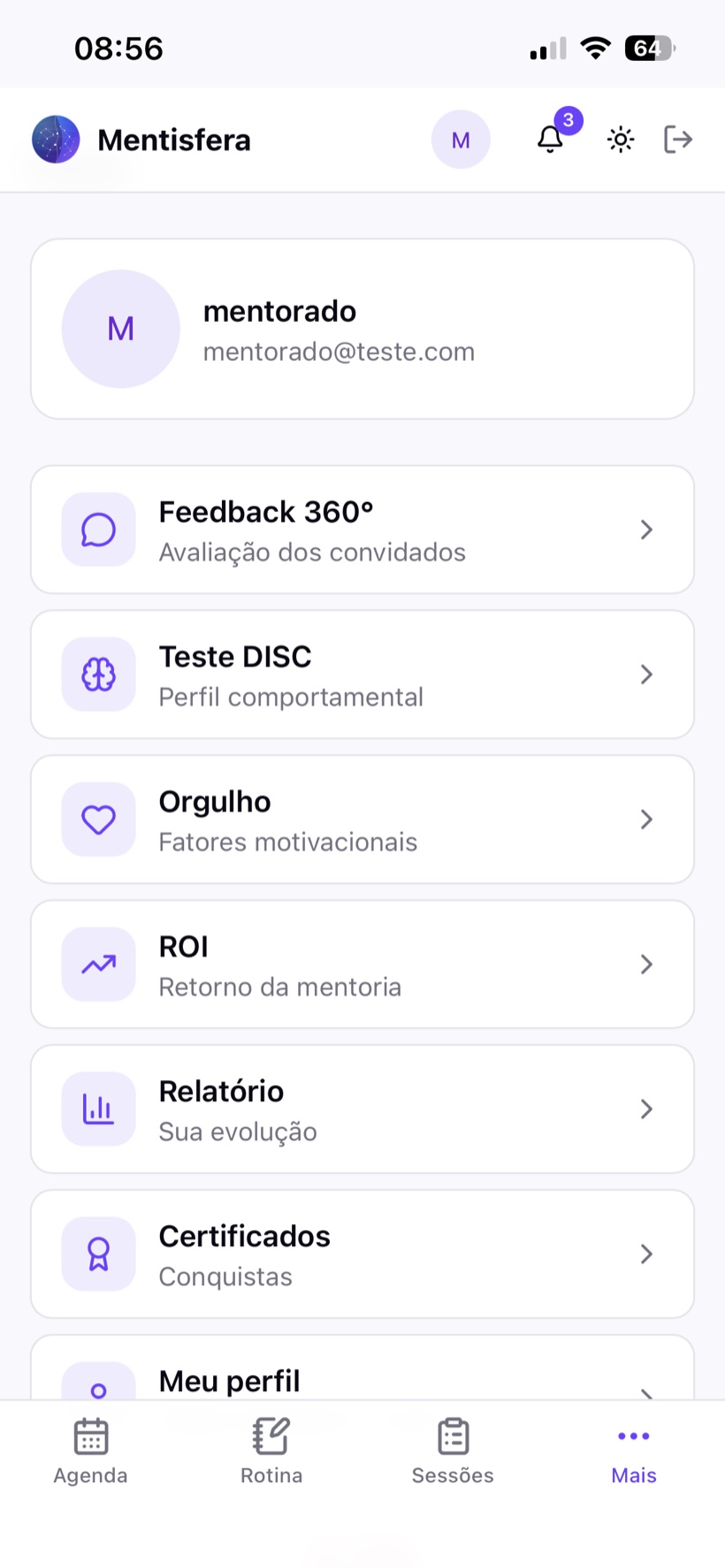 Mentisfera — recursos do mentorado