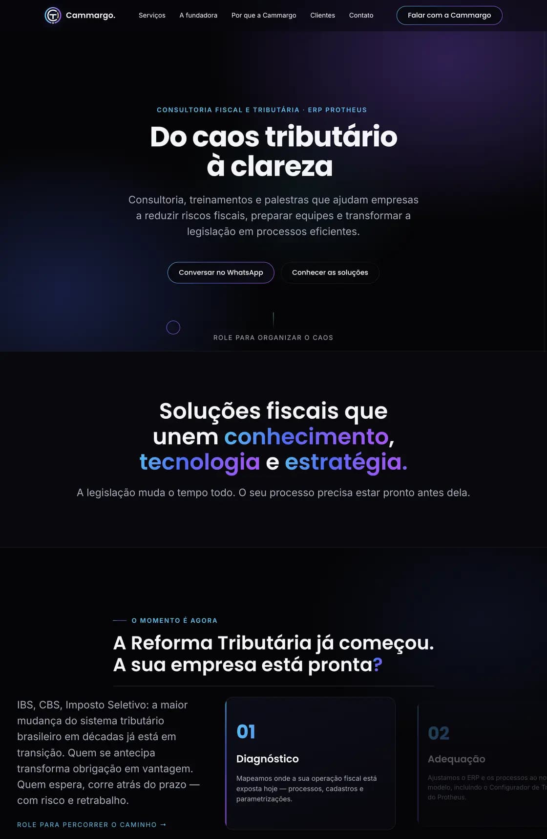 Site da Cammargo Soluções, desenvolvido pela Lumière