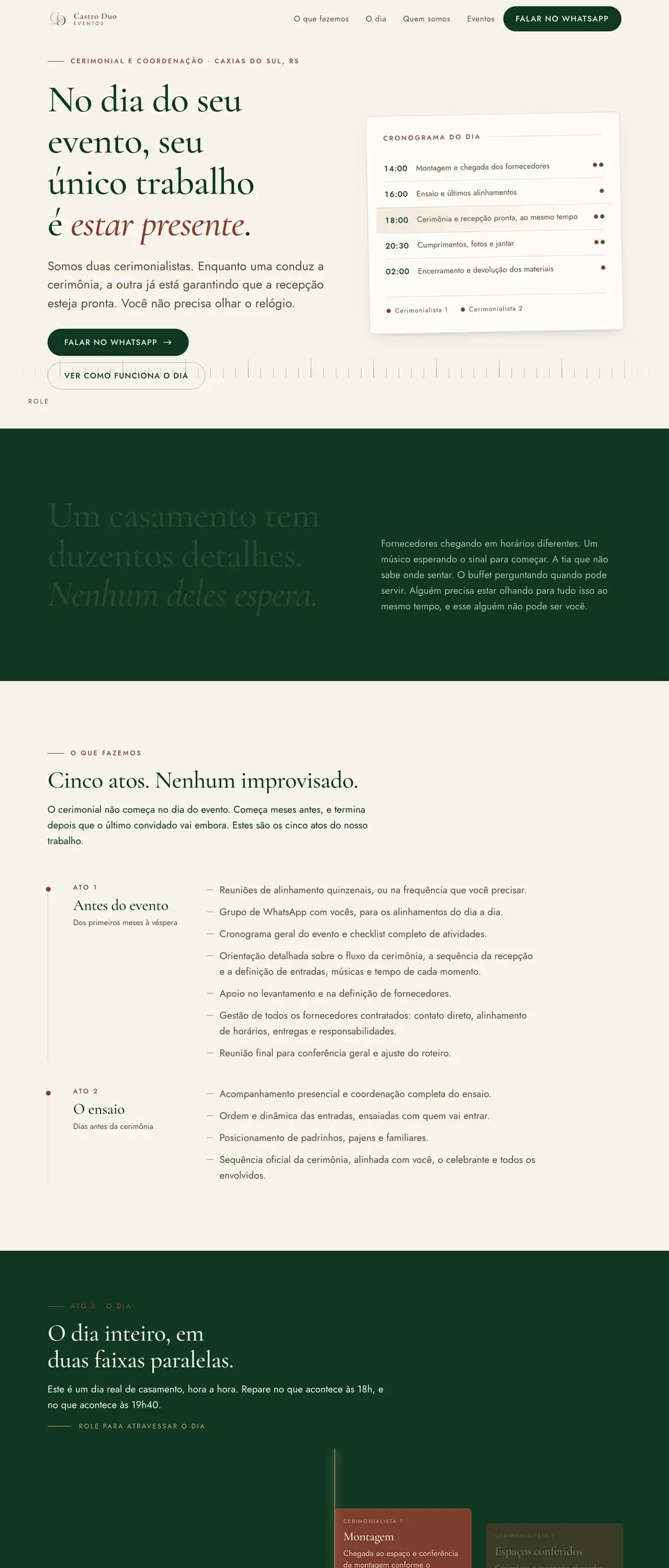 Site da Castro Duo Eventos, desenvolvido pela Lumière