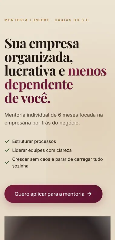 A mesma landing page no celular